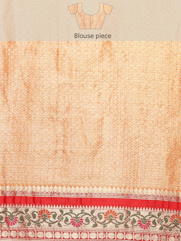 Yellow Silk Blend Woven Zari Design Abstract Saree with Unstitched Blouse - Hiral Fashion - Distacart