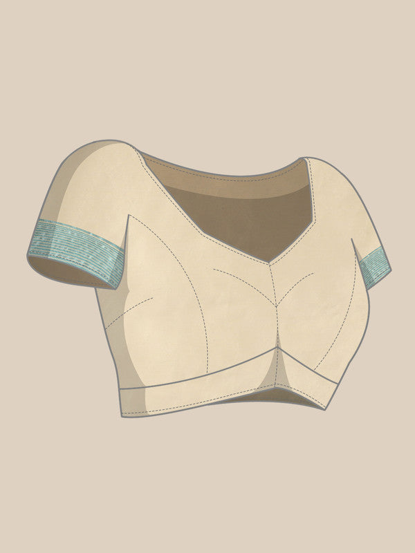 Blue Pure Cotton Woven Zari Design Floral Saree with Unstitched Blouse - Hiral Fashion - Distacart