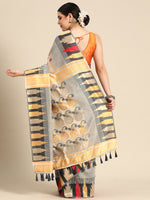 Thumbnail for Gray Pure Cotton Woven Zari Design Floral Saree with Unstitched Blouse - Hiral Fashion - Distacart