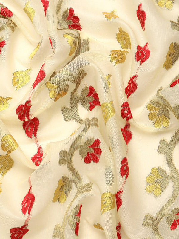 Gray Pure Cotton Woven Zari Design Floral Saree with Unstitched Blouse - Hiral Fashion - Distacart