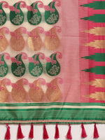 Thumbnail for Pink Pure Cotton Woven Zari Design Floral Saree with Unstitched Blouse - Hiral Fashion - Distacart