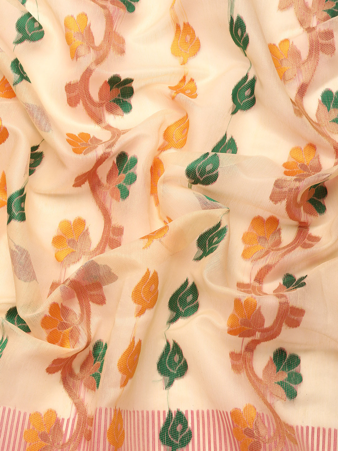 Pink Pure Cotton Woven Zari Design Floral Saree with Unstitched Blouse - Hiral Fashion - Distacart