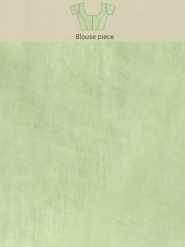 Green Pure Cotton Woven Zari Design Floral Saree with Unstitched Blouse - Hiral Fashion - Distacart