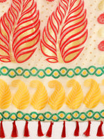 Thumbnail for Beige Pure Cotton Woven Zari Design Paisley Saree with Unstitched Blouse - Hiral Fashion - Distacart