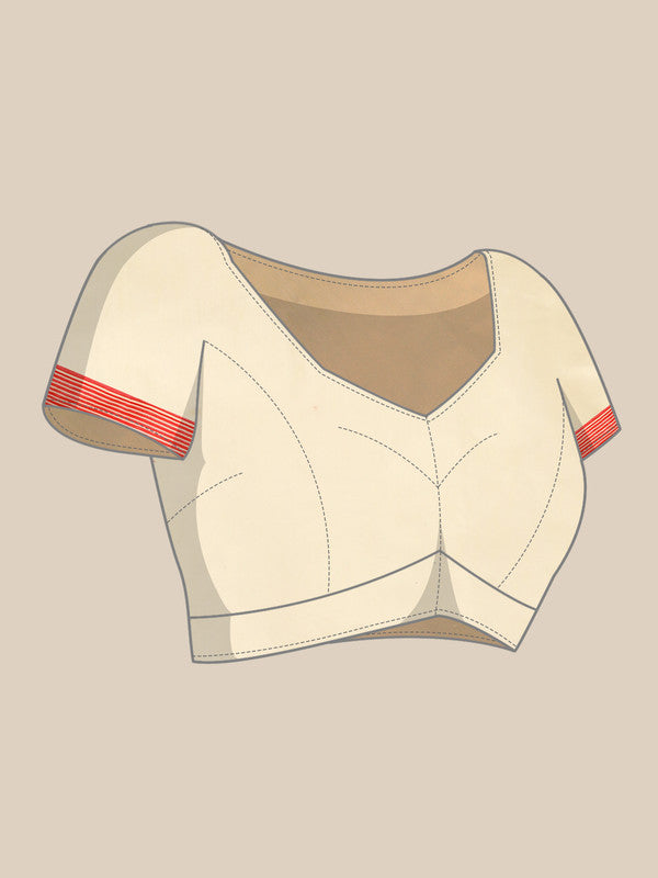 Beige Pure Cotton Woven Zari Design Paisley Saree with Unstitched Blouse - Hiral Fashion - Distacart