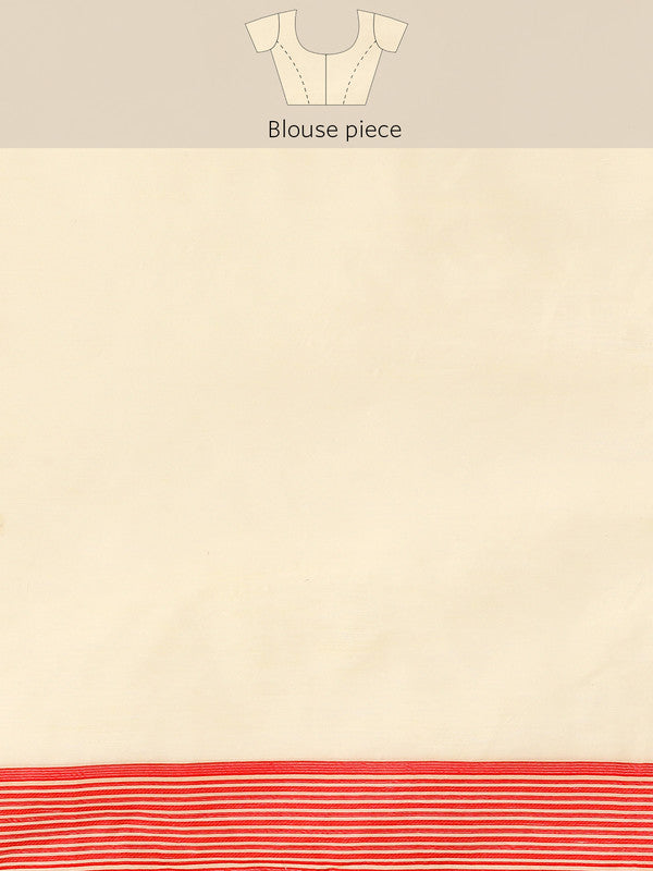 Beige Pure Cotton Woven Zari Design Paisley Saree with Unstitched Blouse - Hiral Fashion - Distacart