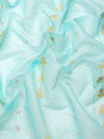 Thumbnail for Turquoise Pure Cotton Woven Zari Design Geomatric Saree with Unstitched Blouse - Hiral Fashion - Distacart