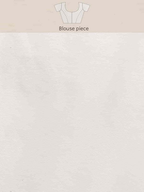 White Pure Cotton Woven Zari Design Paisley Saree with Unstitched Blouse - Hiral Fashion - Distacart