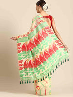 Thumbnail for Beige Pure Cotton Woven Zari Design Paisley Saree with Unstitched Blouse - Hiral Fashion - Distacart