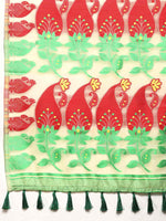 Thumbnail for Beige Pure Cotton Woven Zari Design Paisley Saree with Unstitched Blouse - Hiral Fashion - Distacart