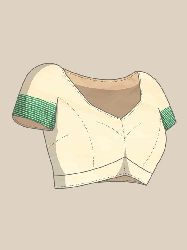 Beige Pure Cotton Woven Zari Design Paisley Saree with Unstitched Blouse - Hiral Fashion - Distacart