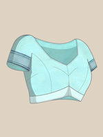 Thumbnail for Turquoise Pure Cotton Woven Zari Design Paisley Saree with Unstitched Blouse - Hiral Fashion - Distacart