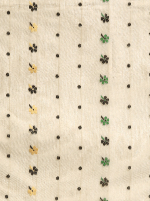 Black Pure Cotton Woven Zari Design Geomatric Saree with Unstitched Blouse - Hiral Fashion - Distacart