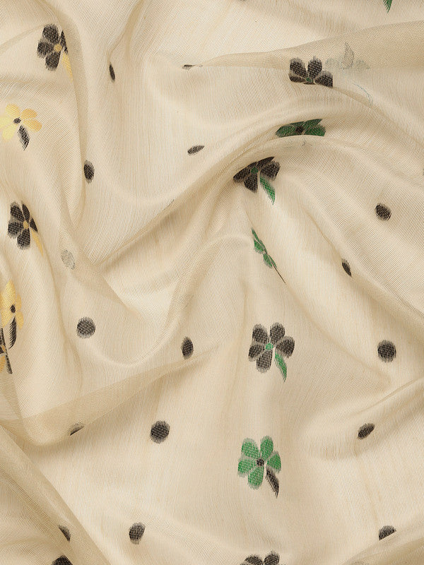 Black Pure Cotton Woven Zari Design Geomatric Saree with Unstitched Blouse - Hiral Fashion - Distacart