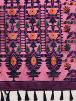 Thumbnail for Pink Pure Cotton Woven Zari Design Floral Saree with Unstitched Blouse - Hiral Fashion - Distacart