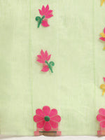Thumbnail for Green Pure Cotton Woven Zari Design Floral Saree with Unstitched Blouse - Hiral Fashion - Distacart