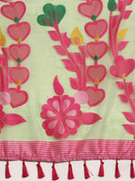 Thumbnail for Green Pure Cotton Woven Zari Design Floral Saree with Unstitched Blouse - Hiral Fashion - Distacart