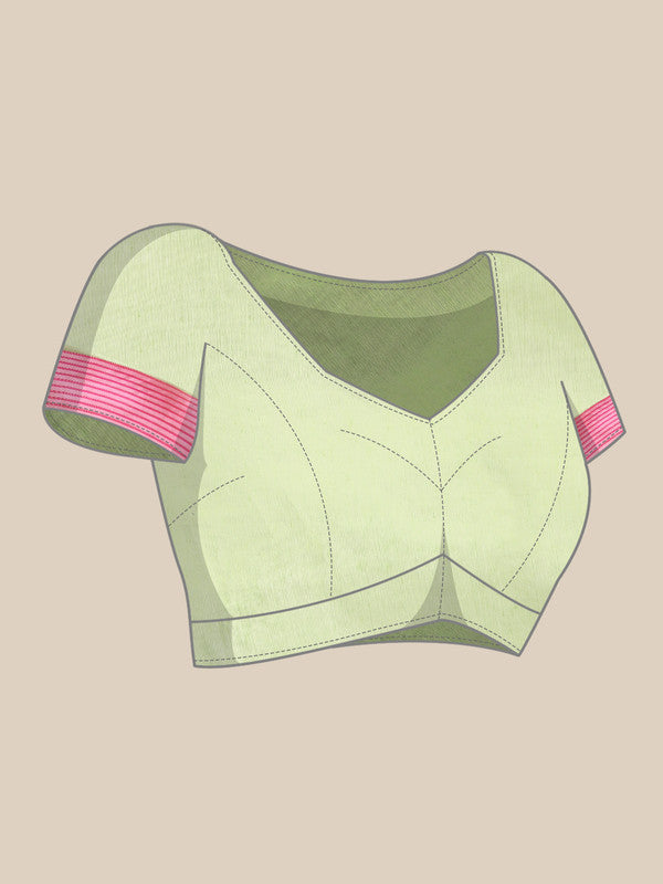 Green Pure Cotton Woven Zari Design Floral Saree with Unstitched Blouse - Hiral Fashion - Distacart