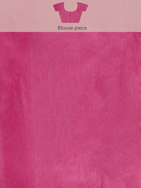 Magenta Pure Cotton Woven Zari Design Floral Saree with Unstitched Blouse - Hiral Fashion - Distacart