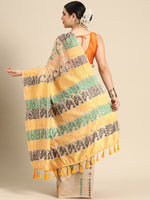 Thumbnail for Multicolor Pure Cotton Woven Zari Design Geomatric Saree with Unstitched Blouse - Hiral Fashion - Distacart