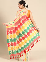 Thumbnail for Beige Pure Cotton Woven Zari Design Floral Saree with Unstitched Blouse - Hiral Fashion - Distacart