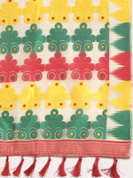 Thumbnail for Beige Pure Cotton Woven Zari Design Floral Saree with Unstitched Blouse - Hiral Fashion - Distacart