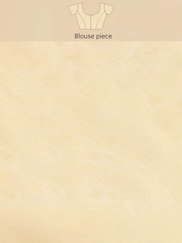 Beige Pure Cotton Woven Zari Design Floral Saree with Unstitched Blouse - Hiral Fashion - Distacart