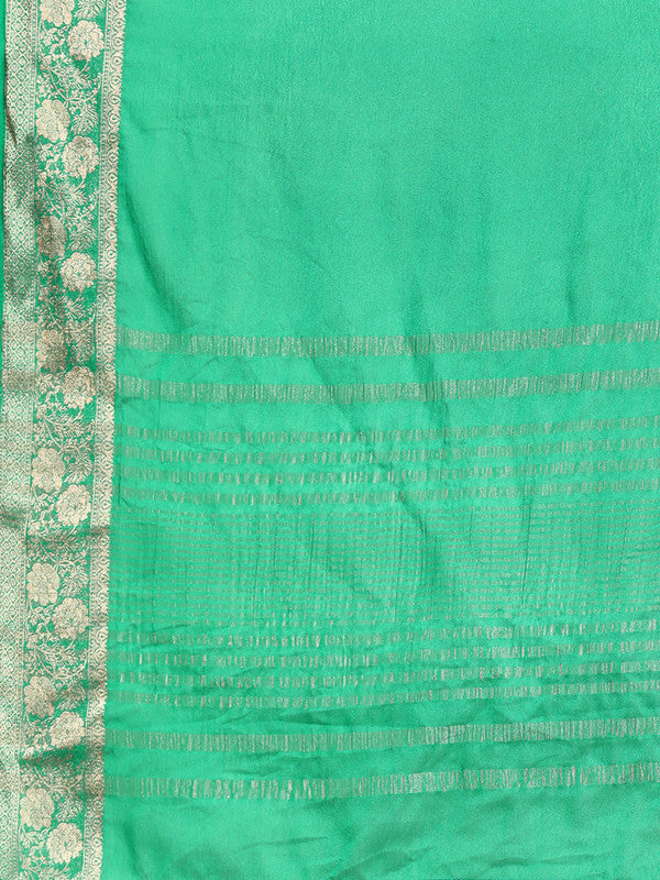 Green Pure Viscose Chinon Zari Woven Solid Saree with Unstitched Blouse - Hiral Fashion - Distacart