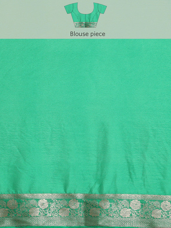 Green Pure Viscose Chinon Zari Woven Solid Saree with Unstitched Blouse - Hiral Fashion - Distacart