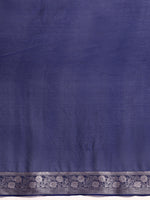 Thumbnail for Navy Blue Pure Viscose Chinon Zari Woven Solid Saree with Unstitched Blouse - Hiral Fashion - Distacart