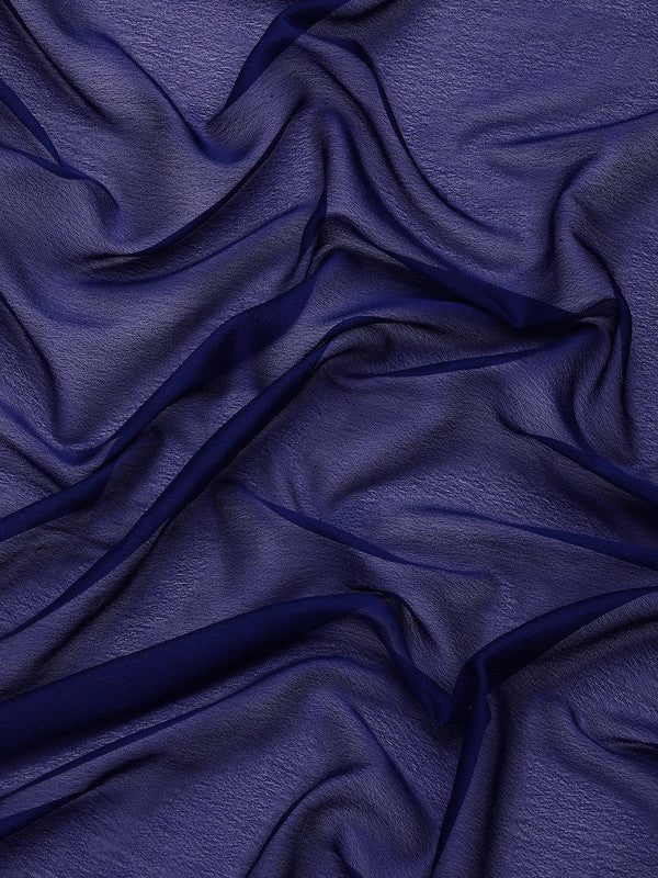 Navy Blue Pure Viscose Chinon Zari Woven Solid Saree with Unstitched Blouse - Hiral Fashion - Distacart