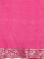 Thumbnail for Pink Pure Viscose Chinon Zari Woven Solid Saree with Unstitched Blouse - Hiral Fashion - Distacart