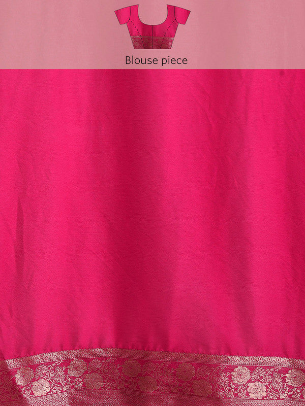 Pink Pure Viscose Chinon Zari Woven Solid Saree with Unstitched Blouse - Hiral Fashion - Distacart