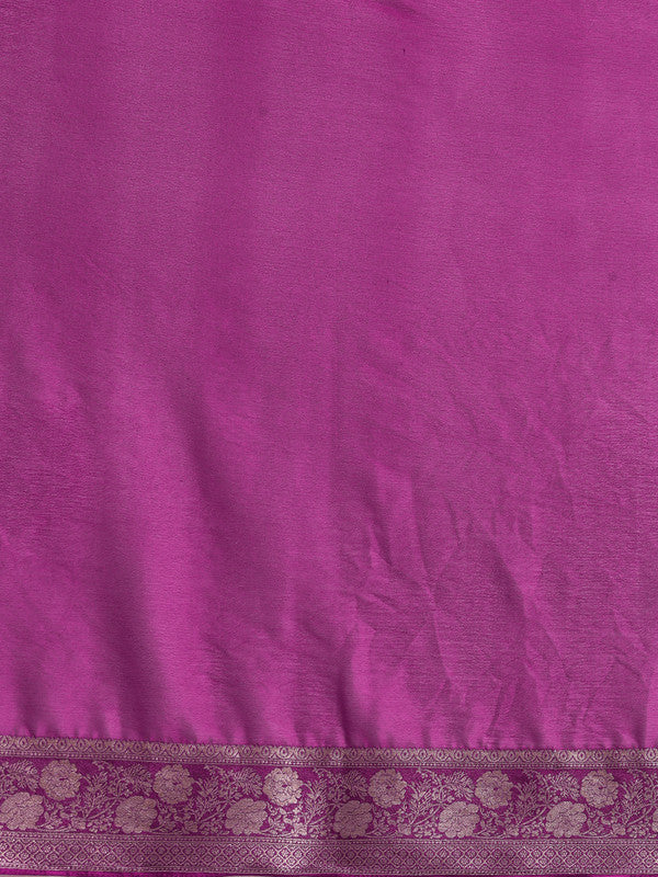 Purple Pure Viscose Chinon Zari Woven Solid Saree with Unstitched Blouse - Hiral Fashion - Distacart