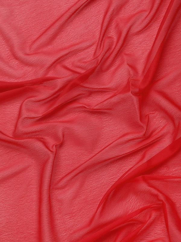 Red Pure Viscose Chinon Zari Woven Solid Saree with Unstitched Blouse - Hiral Fashion - Distacart