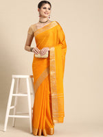 Thumbnail for Yellow Pure Viscose Chinon Zari Woven Solid Saree with Unstitched Blouse - Hiral Fashion - Distacart