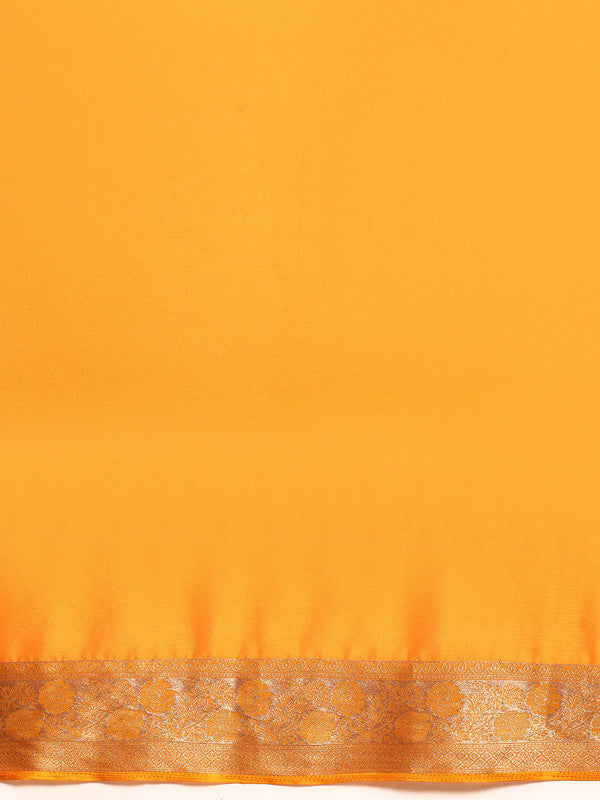 Yellow Pure Viscose Chinon Zari Woven Solid Saree with Unstitched Blouse - Hiral Fashion - Distacart