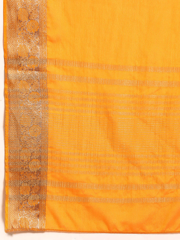 Yellow Pure Viscose Chinon Zari Woven Solid Saree with Unstitched Blouse - Hiral Fashion - Distacart