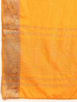 Thumbnail for Yellow Pure Viscose Chinon Zari Woven Solid Saree with Unstitched Blouse - Hiral Fashion - Distacart