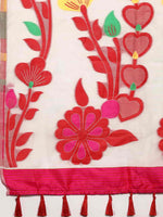 Thumbnail for Off White Pure Cotton Woven Zari Design Floral Saree with Unstitched Blouse - Hiral Fashion - Distacart