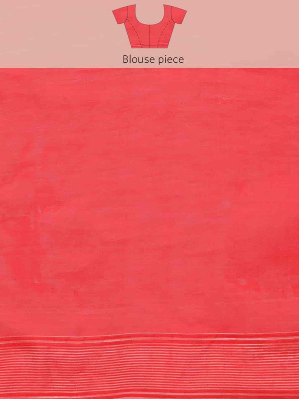 Off White Pure Cotton Woven Zari Design Floral Saree with Unstitched Blouse - Hiral Fashion - Distacart