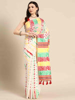 Thumbnail for Off White Pure Cotton Woven Zari Design Floral Saree with Unstitched Blouse - Hiral Fashion - Distacart