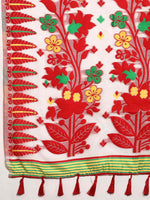 Thumbnail for Off White Pure Cotton Woven Zari Design Floral Saree with Unstitched Blouse - Hiral Fashion - Distacart