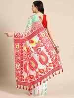 Thumbnail for Off White Pure Cotton Woven Zari Design Floral Saree with Unstitched Blouse - Hiral Fashion - Distacart