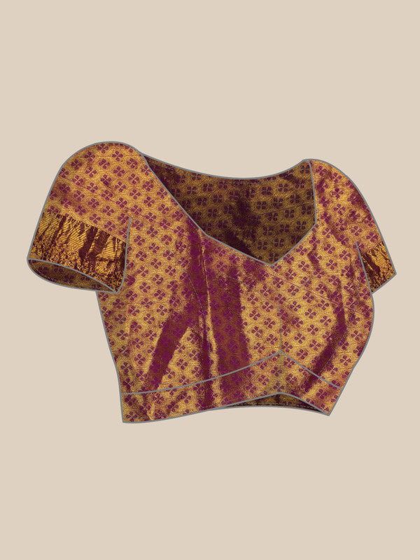 Green Pure Silk Woven Zari Design Floral Saree with Unstitched Blouse - Hiral Fashion - Distacart