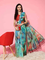 Thumbnail for Multicolor Organza Printed Tie and Dye Saree with Unstitched Blouse - Hiral Fashion - Distacart