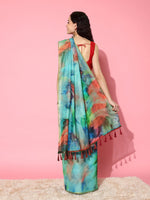 Thumbnail for Multicolor Organza Printed Tie and Dye Saree with Unstitched Blouse - Hiral Fashion - Distacart