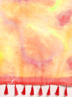 Thumbnail for Yellow Organza Printed Tie and Dye Saree with Unstitched Blouse - Hiral Fashion - Distacart