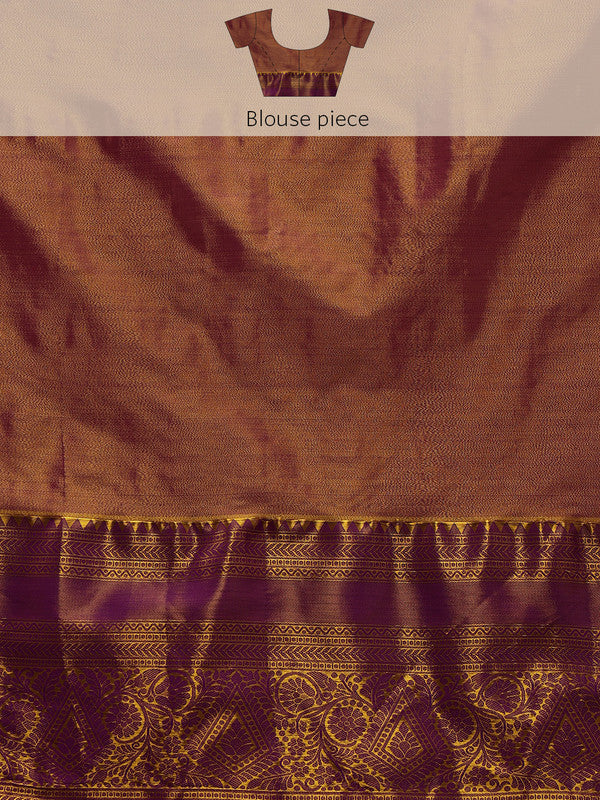 Gray/Silver Pure Silk Woven Zari Design Floral Saree with Unstitched Blouse - Hiral Fashion - Distacart