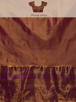 Thumbnail for Gray/Silver Pure Silk Woven Zari Design Floral Saree with Unstitched Blouse - Hiral Fashion - Distacart